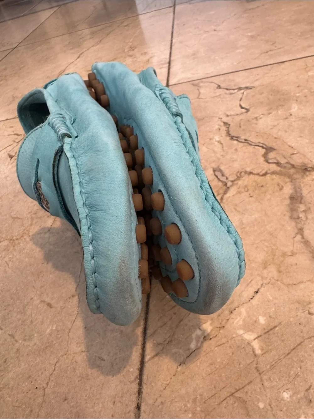 Coach Turquoise Leather Penny Loafers with Silver Accent